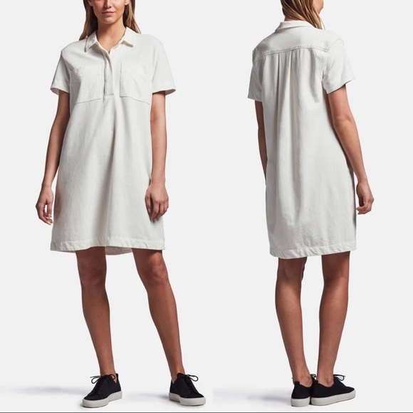 James Perse • Fresca Knit Pocket Shirt Dress cream white shift a-line popover - Picture 1 of 12